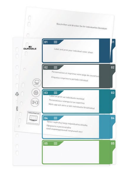 Produktbild: Durable 679327 Register DIN A4+ 1-5 Mehrfarbig 5 Registerbl&auml;tter 679327