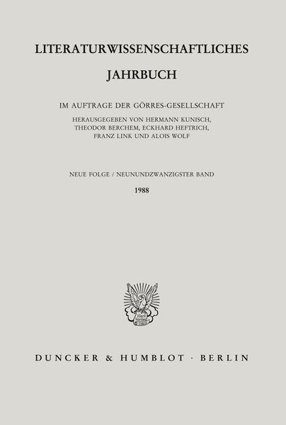 Produktbild: Literaturwissenschaftliches Jahrbuch.. Band 29/1989