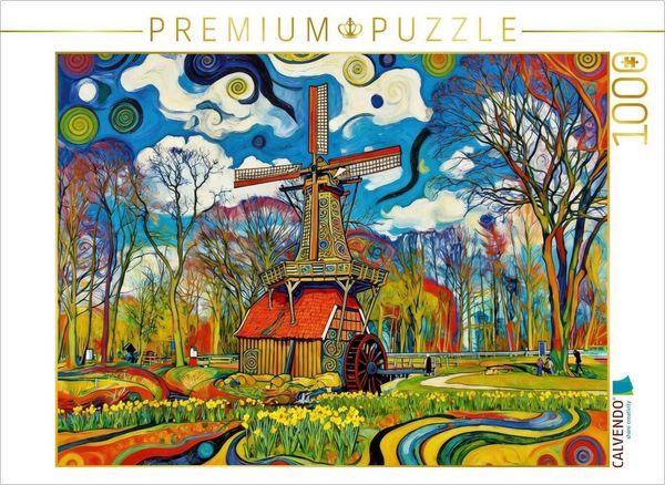 CALVENDO Puzzle Alte Wind- und Wassermühle | 1000 Teile Lege-Größe 64x48cm Foto-Puzzle für glückliche Stunden