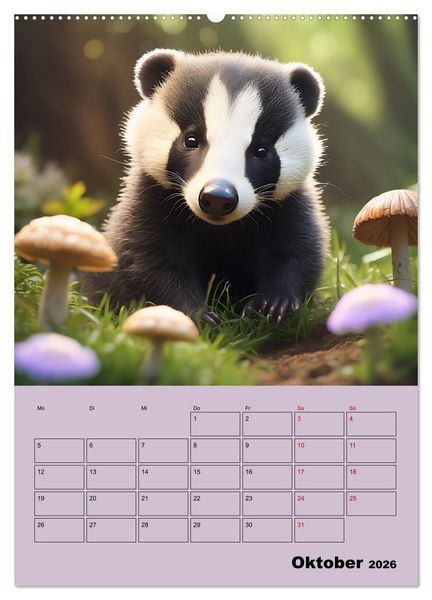 Produktbild: Tierkinder im Zauberwald (hochwertiger Premium Wandkalender 2026 DIN A2 hoch), Kunstdruck in Hochglanz
