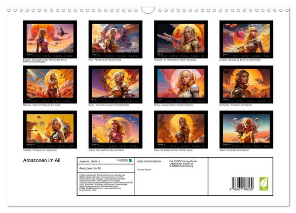 Produktbild: Amazonen im All (Wandkalender 2026 DIN A3 quer), CALVENDO Monatskalender