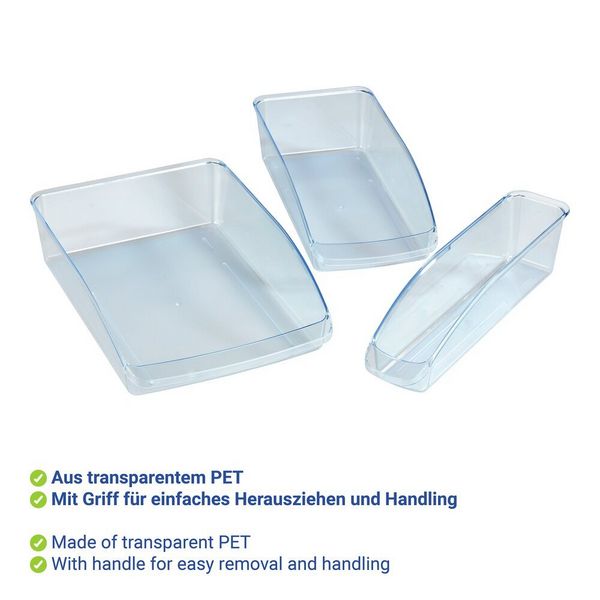 Produktbild: K&uuml;hlschrank-Organizer Set, 3-teilig, Aufbewahrungsboxen f&uuml;r K&uuml;hl- und Vorratsschrank