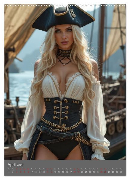 Produktbild: Pirate princesses (High Quality Premium Wall Calendar 2026 DIN A2 portrait),CALVENDO 12 Month Wall Calendar