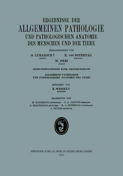 Produktbild: Ergebnisse der Allgemeinen Pathologie und Pathologischen Anatomie des Menschen und der Tiere