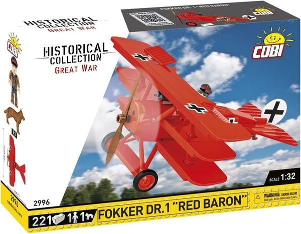 Produktbild: COBI Historical Collection 2996 - Fokker Dr.1 Red Baron, Great War, Bausatz 1:32, 221+2 Klemmbausteine