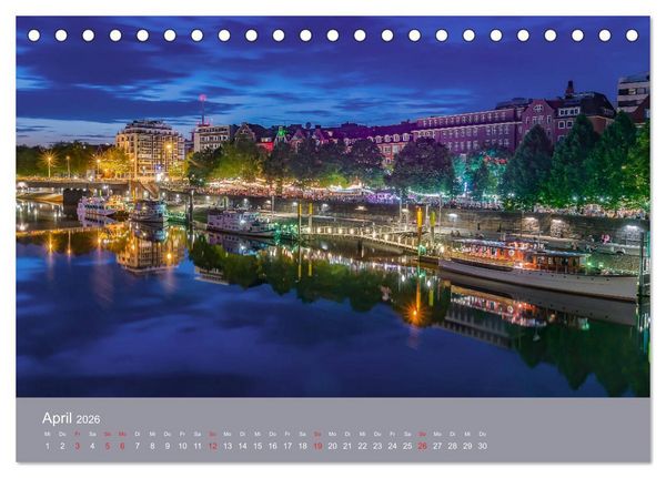 Produktbild: Nachts in Bremen (Tischkalender 2026 DIN A5 quer), CALVENDO Monatskalender