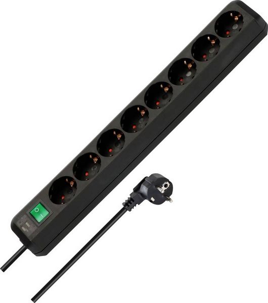 Produktbild: Brennenstuhl 1159300018 Steckdosenleiste mit Schalter 8fach Schwarz Schutzkontakt 1 St.