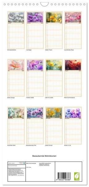 Produktbild: Familienplaner 2026 - Bezaubernde Mohnblumen mit 5 Spalten (Wandkalender, 21 x 45 cm) CALVENDO