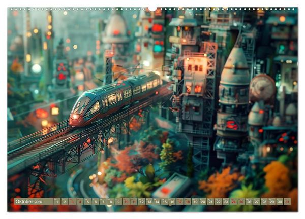 Produktbild: Miniaturwelt Eisenbahn - Zug um Zug ins Abenteuer (hochwertiger Premium Wandkalender 2026 DIN A2 quer), Kunstdruck in Hochglanz