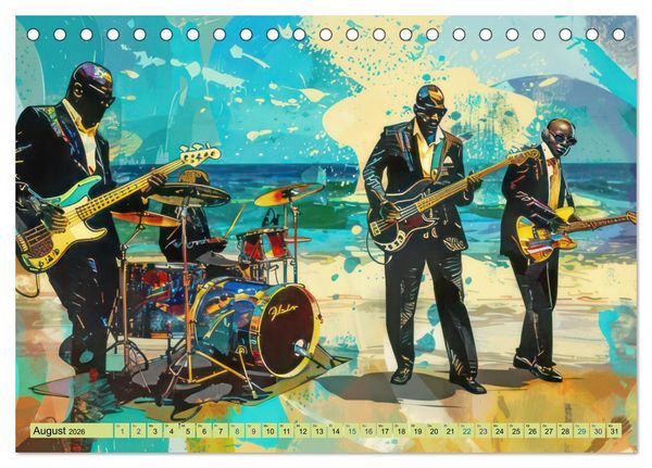 Produktbild: Musikanten im Pop-Art Stil (Tischkalender 2026 DIN A5 quer), CALVENDO Monatskalender