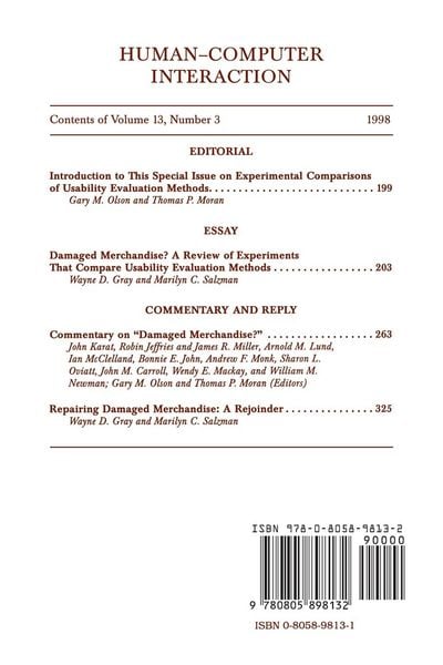 Produktbild: Experimental Comparisons of Usability Evaluation Methods