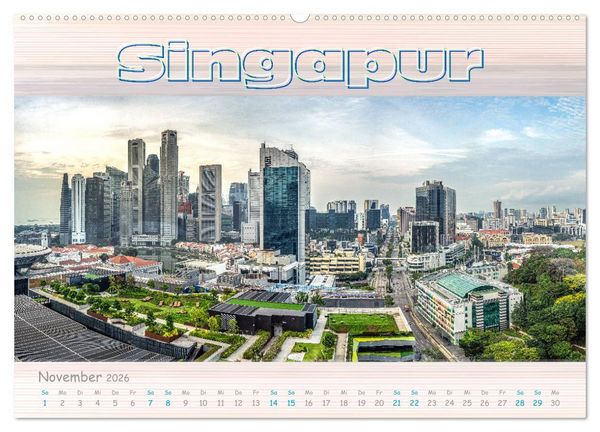 Produktbild: Singapur als Panorama (hochwertiger Premium Wandkalender 2026 DIN A2 quer), Kunstdruck in Hochglanz