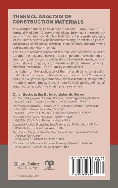 Produktbild: Handbook of Thermal Analysis of Construction Materials