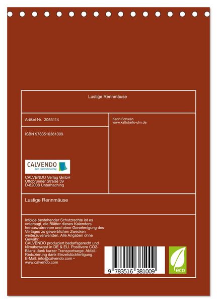 Produktbild: Lustige Rennm&auml;use (Tischkalender 2026 DIN A5 hoch), CALVENDO Monatskalender