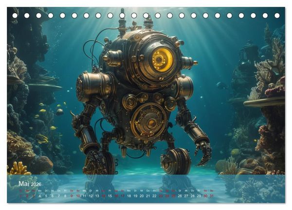 Produktbild: Steampunk - Unterwasser Roboter (Tischkalender 2026 DIN A5 quer), CALVENDO Monatskalender