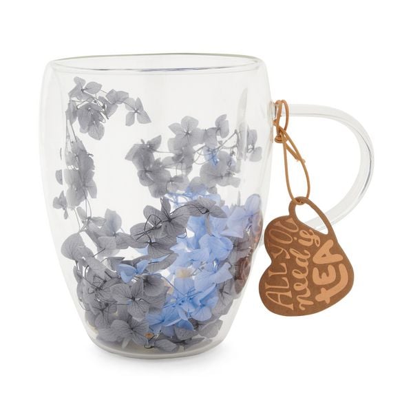 Produktbild: Teeglas doppelwandig, 360ml mit Blumen "Rose"
