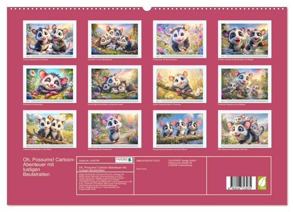 Produktbild: Oh, Possums! Cartoon-Abenteuer mit lustigen Beutelratten (hochwertiger Premium Wandkalender 2026 DIN A2 quer), Kunstdruck in Hochglanz