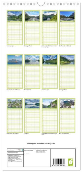 Produktbild: Familienplaner 2026 - Norwegens wundersch&ouml;ne Fjorde mit 5 Spalten (Wandkalender, 21 x 45 cm) CALVENDO