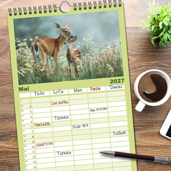 Produktbild: Familienplaner 2027 - Waldgefl&uuml;ster mit 5 Spalten (Wandkalender, 21 x 45 cm) CALVENDO