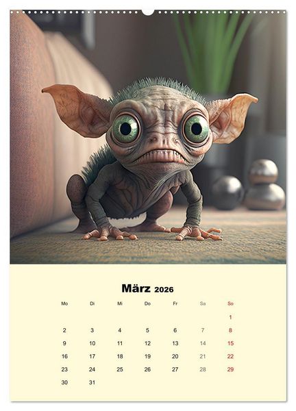 Produktbild: Monsteralarm. Die Invasion der kleinen Qu&auml;lgeister (hochwertiger Premium Wandkalender 2026 DIN A2 hoch), Kunstdruck in Hochglanz