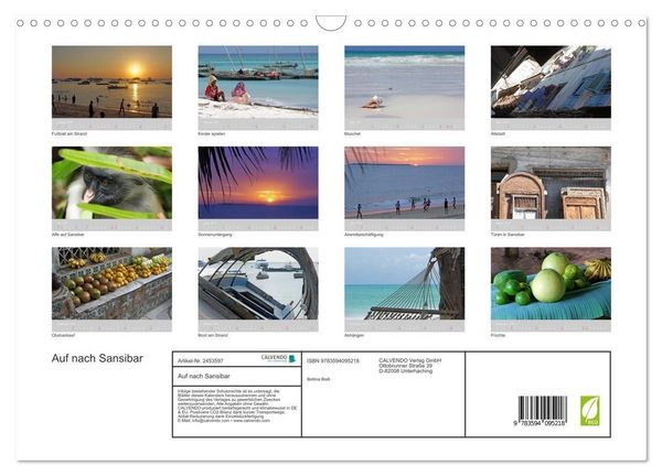 Produktbild: Auf nach Sansibar (Wandkalender 2027 DIN A3 quer), CALVENDO Monatskalender