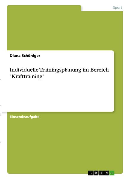 Produktbild: Individuelle Trainingsplanung im Bereich "Krafttraining"