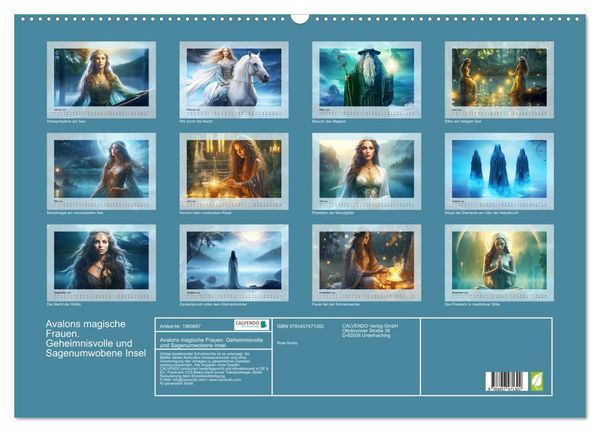 Produktbild: Avalons magische Frauen. Geheimnisvolle und Sagenumwobene Insel (Wandkalender 2026 DIN A2 quer), CALVENDO Monatskalender