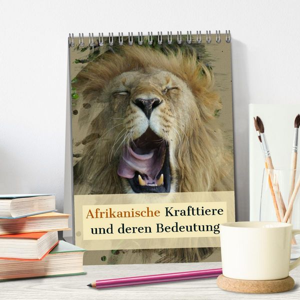Produktbild: Afrikanische Krafttiere und deren Bedeutung (Tischkalender 2026 DIN A5 hoch), CALVENDO Monatskalender