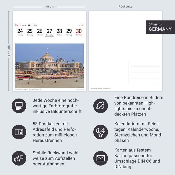 Produktbild: Nordseek&uuml;ste Sehnsuchtskalender 2027 - Wochenkalender mit 53 Postkarten