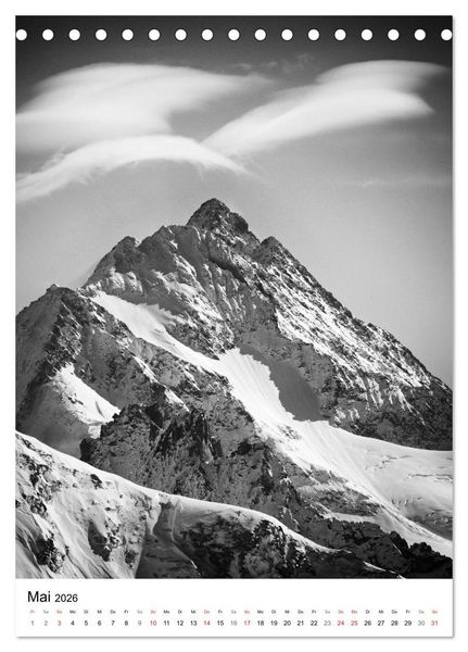 Produktbild: SCHWEIZER ALPEN in Schwarz und Wei&szlig; (Tischkalender 2026 DIN A5 hoch), CALVENDO Monatskalender