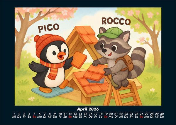 Produktbild: Pico & Rocco bauen ein Haus 2026 Fotokalender DIN A4