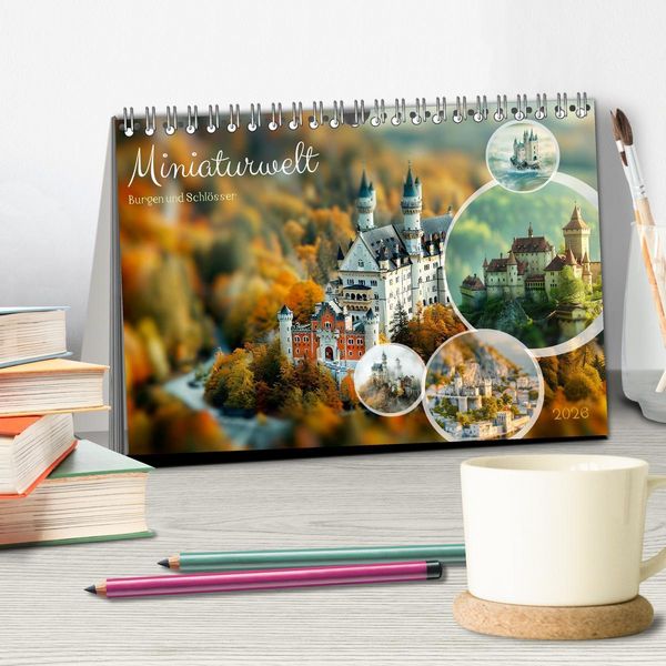 Produktbild: Miniaturwelt Burgen und Schl&ouml;sser (Tischkalender 2026 DIN A5 quer), CALVENDO Monatskalender
