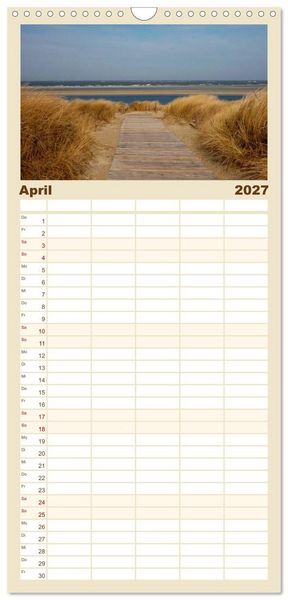 Produktbild: Familienplaner 2027 - An der Nordsee mit 5 Spalten (Wandkalender, 21 x 45 cm) CALVENDO