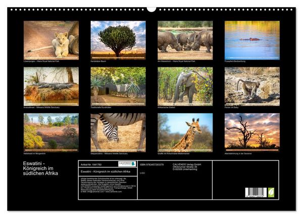 Produktbild: Eswatini - K&ouml;nigreich im s&uuml;dlichen Afrika (Wandkalender 2026 DIN A2 quer), CALVENDO Monatskalender