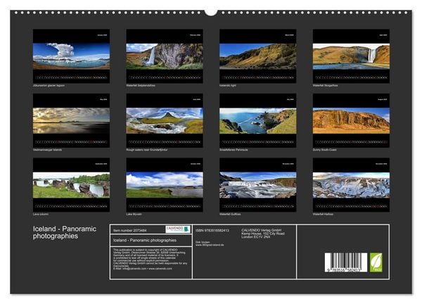 Produktbild: Iceland - Panoramic photographies (High Quality Premium Wall Calendar 2026 DIN A2 landscape),CALVENDO 12 Month Wall Calendar