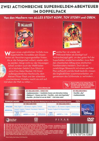 Produktbild: Die Unglaublichen 1+2 (Doppelpack) [3 DVDs]
