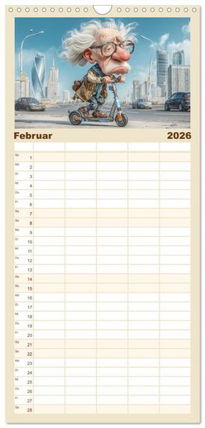 Produktbild: Familienplaner 2026 - Arbeiten bis der Rollator funkt! mit 5 Spalten (Wandkalender, 21 x 45 cm) CALVENDO