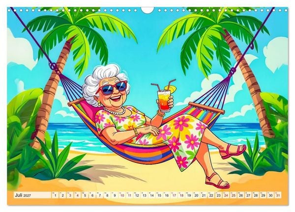 Produktbild: Oma rockt den Ruhestand - Lustiger Frauenkalender mit Humor (Wandkalender 2027 DIN A3 quer), CALVENDO Monatskalender