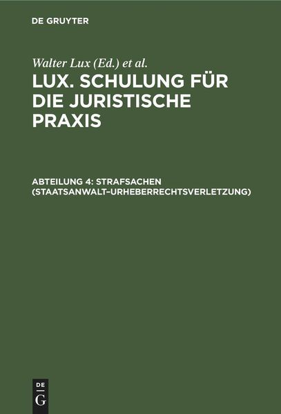 Produktbild: Strafsachen (Staatsanwalt-Urheberrechtsverletzung)
