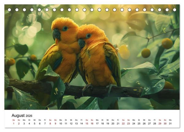 Produktbild: Papageien - Farbenfrohe Paradiesv&ouml;gel (Tischkalender 2026 DIN A5 quer), CALVENDO Monatskalender