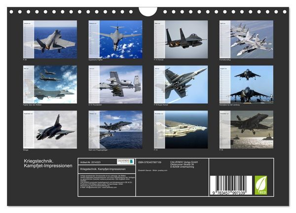 Produktbild: Kriegstechnik. Kampfjet-Impressionen (Wandkalender 2026 DIN A4 quer), CALVENDO Monatskalender
