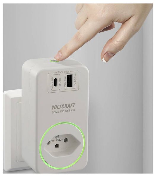 Produktbild: VOLTCRAFT SEM6503 CH Energiekosten-Messger&auml;t USB-Schnittstelle, inkl. Funksteckdose, Datenexport, Datenloggerfunktion