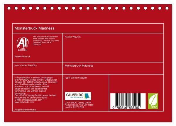 Produktbild: Monstertruck Madness (Desk Calendar 2026 DIN A5 landscape), CALVENDO 12 Month DeskCalendar