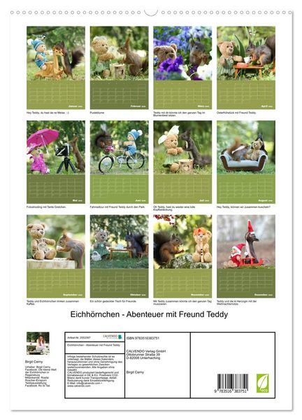 Produktbild: Eichh&ouml;rnchen - Abenteuer mit Freund Teddy (hochwertiger Premium Wandkalender 2026 DIN A2 hoch), Kunstdruck in Hochglanz