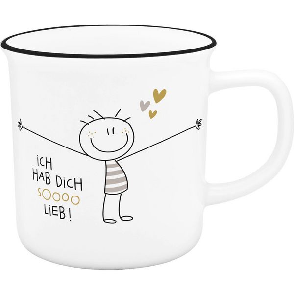Produktbild: XL-Becher in Emailleoptik "Hab dich sooo lieb"