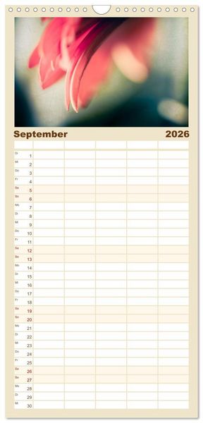 Produktbild: Familienplaner 2026 - Bl&uuml;ten im Retro-Style mit 5 Spalten (Wandkalender, 21 x 45 cm) CALVENDO