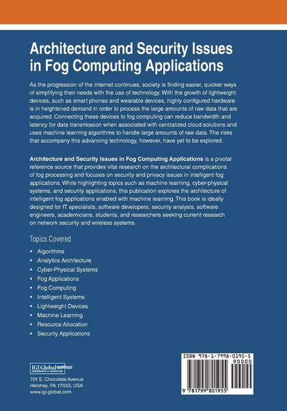 Produktbild: Architecture and Security Issues in Fog Computing Applications