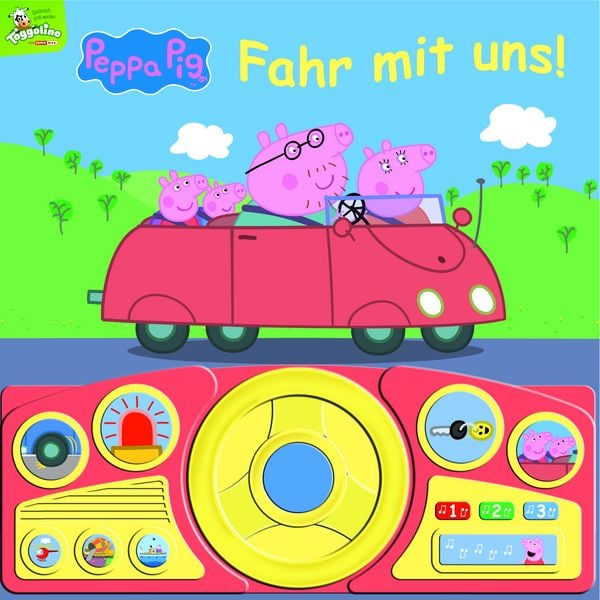 Produktbild: Peppa Pig - Fahr mit uns! - Pappbilderbuch mit beweglichem Lenkrad und 13 spannenden Ger&auml;uschen f&uuml;r Kinder ab 3 Jahren