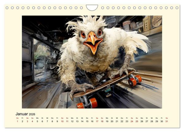 Produktbild: Verr&uuml;ckte H&uuml;hner (Wandkalender 2026 DIN A4 quer), CALVENDO Monatskalender