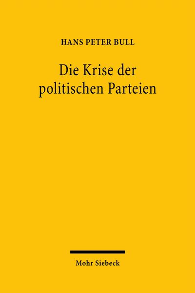 Produktbild: Die Krise der politischen Parteien